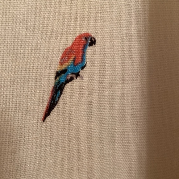 C&C California white linen blend oversized boxy top ruffle hem/cuff macaw size M - Picture 4 of 7